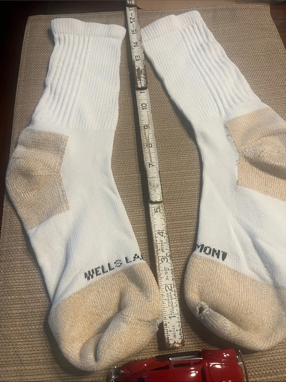 Wells Lamont White Athletic Crew Socks not  stretched out but has big toe holes
